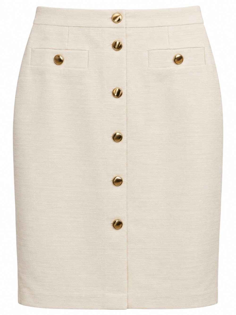 Ann Taylor Factory NWT Size 4 Ivory Gold Button Skirt Old Money Preppy